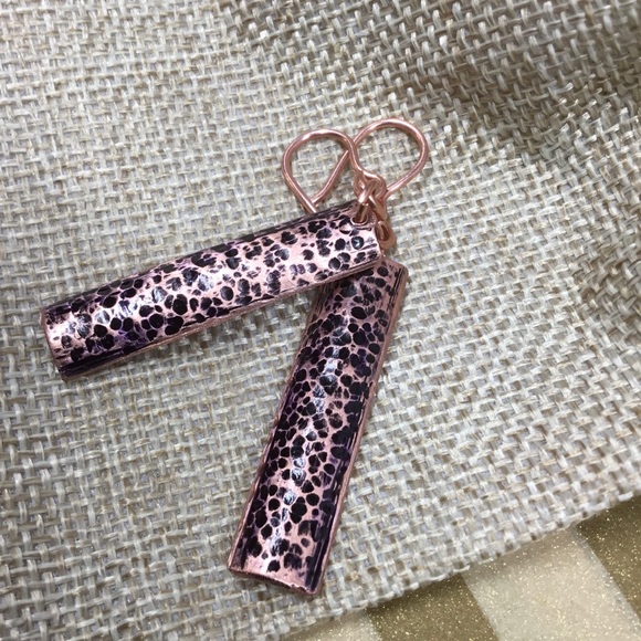 Animal Print Hammered Copper Leopard Earrings - Picture 3 of 7